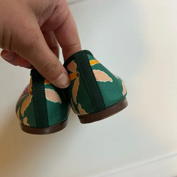 J. Crew Collection Floral Green and Pink Women's Flats - Picture 3 of 5